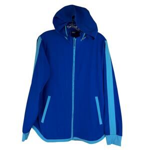 Lands End Womens Full Zip Windbreaker Jacket Size Large 14-16 Blue Hood